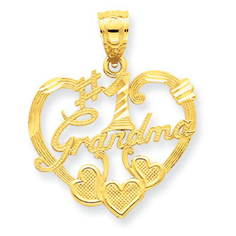 14K Gold #1 Grandma Heart Pendant