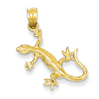 14K Gold Diamond-Cut Lizard Pendant