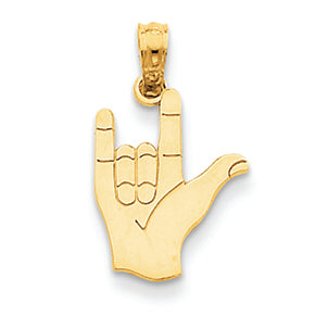 14K Gold I Love You Hand/ Sign Language Pendant