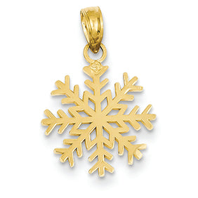 14K Gold 3-D Snowflake Pendant