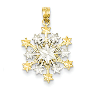 14K Gold Two-tone Snowflake Pendant