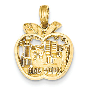 14K Gold New York City Skyline in Apple Pendant