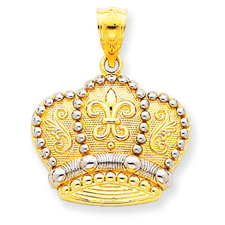14K Gold & Rhodium Crown Pendant