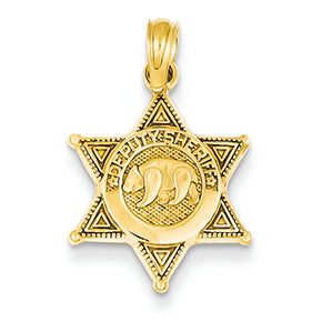 14K Gold Deputy Sheriff Badge with Bear Pendant