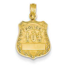 14K Gold Police Badge Pendant