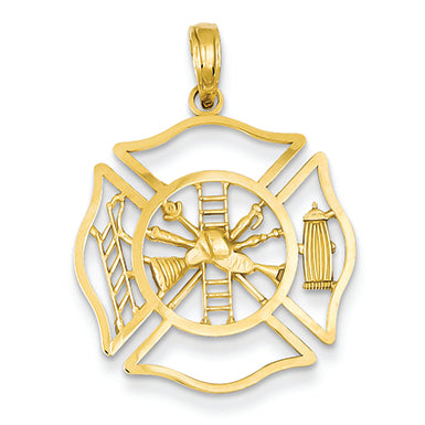 14K Gold Fireman Shield Pendant
