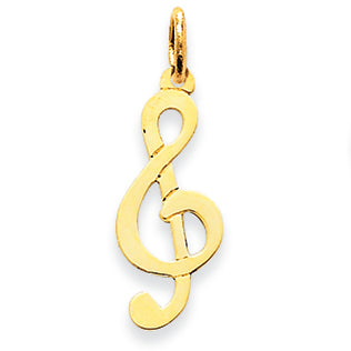 14K Gold Polished Treble Clef Charm