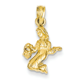 14K Gold 3-D Virgo Zodiac Pendant