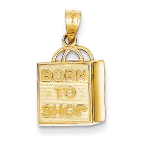 14K Gold Shopping Bag "Born to Shop" Pendant