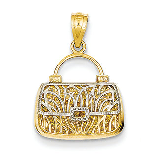 14K Gold & Rhodium Reversible Mom Handbag Pendant