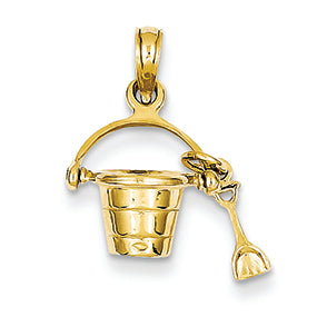 14K Gold 3-D Beach Bucket with Shove Charm