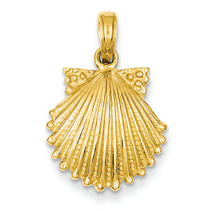 14K Gold Scallop Shell Pendant