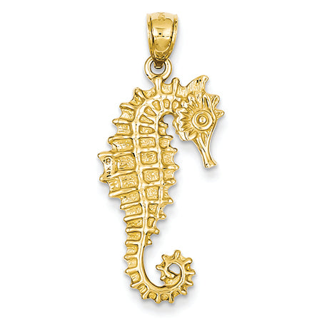 14K Gold 3-D Seahorse Pendant