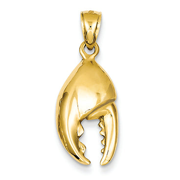 14K Gold 3-D Moveable Stone Crab Claw Pendant