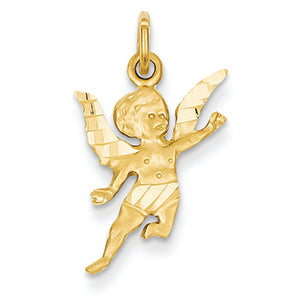 14K Gold Diamond-Cut Angel Charm