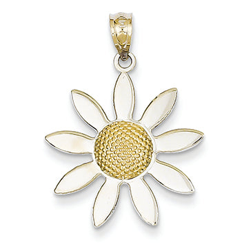 14K Gold Two-tone Flower Pendant
