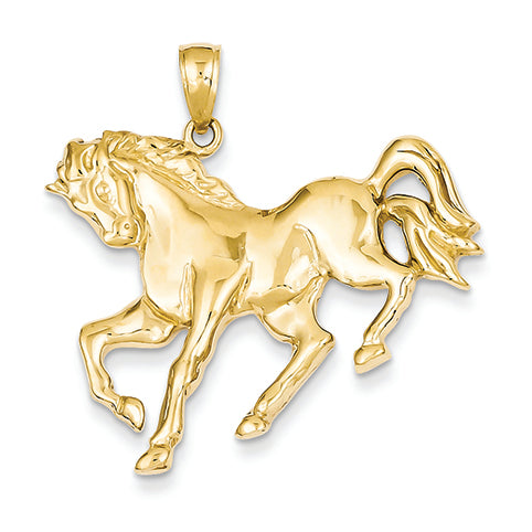 14K Gold Horse Galloping Pendant