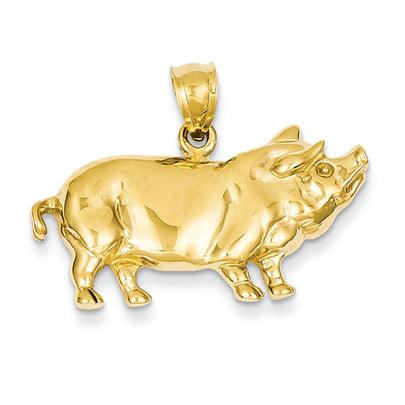14K Gold Pot Belly Pig Pendant
