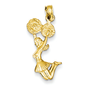 14K Gold 3-D Jumping Cheerleader Pendant