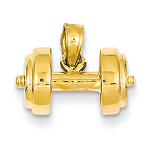 14K Gold 3-D Single Barbell Pendant
