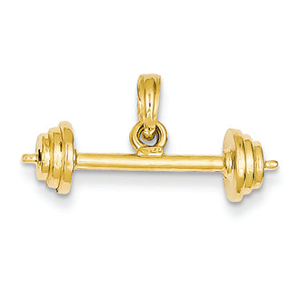 14K Gold 3-D Barbell Pendant
