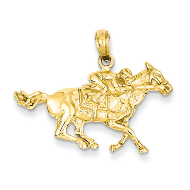 14K Gold Jockey on Horse Pendant