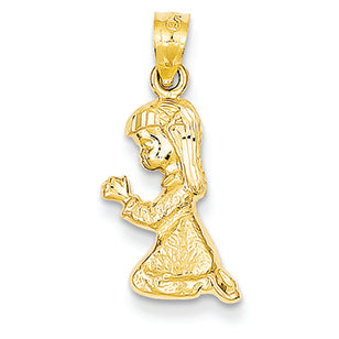 14K Gold Praying Girl Pendant