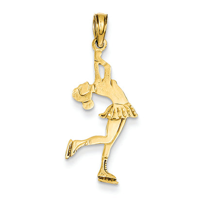 14K Gold Ice Skater Turning Pendant