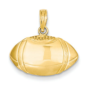 14K Gold Football Profile Pendant