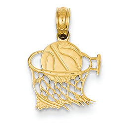 14K Gold Basketball in Net Pendant