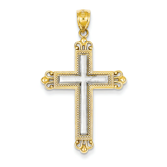 14K Gold Two-Tone Cross Pendant