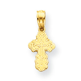 14K Gold Small Eastern Orthodox Cross Charm
