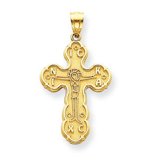14K Gold Satin Crucifix Pendant