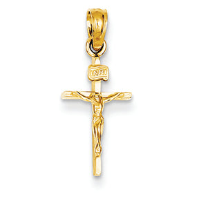 14K Gold Small INRI Crucifix Pendant