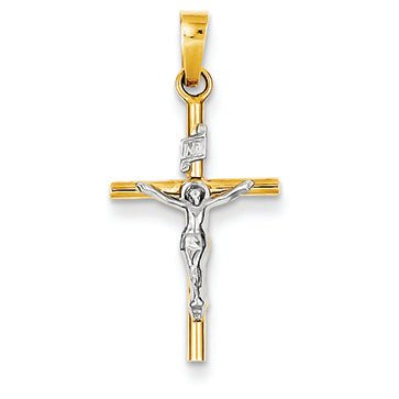 14K Gold Two-tone INRI Crucifix Pendant