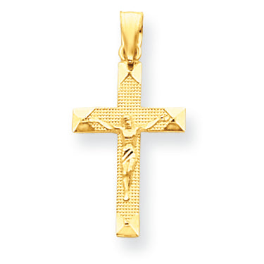 14K Gold Diamond-cut Crucifix Pendant