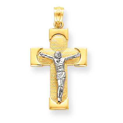 14K Gold Two-tone Crucifix Pendant
