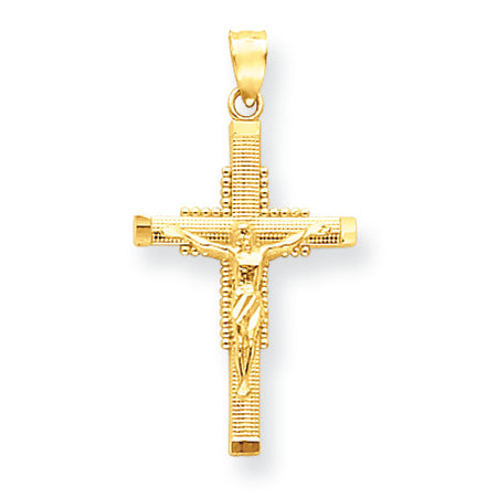 14K Gold Textured Crucifix Pendant