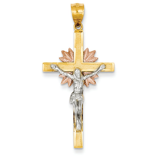 14K Gold Tri-Color Crucifix Pendant