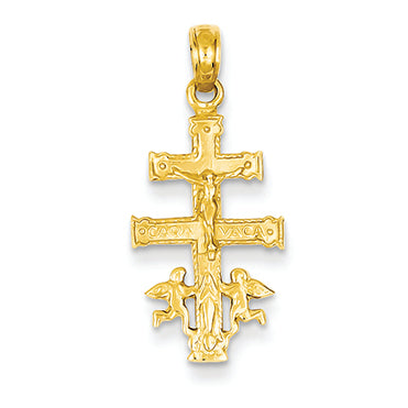 14K Gold Cara Vaca Crucifix Pendant