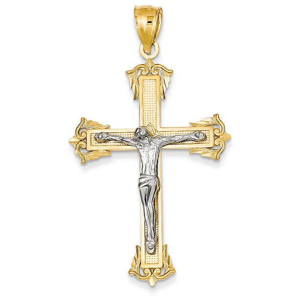 14K Gold Two-Tone Crucifix Pendant