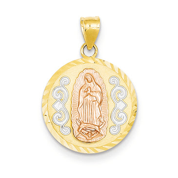14K Gold Two-tone Rose w/Rhodium D/C Round Guadalupe Med