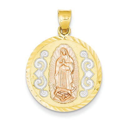 14K Gold Two-tone Rose w/Rhodium D/C Round Guadalupe Med