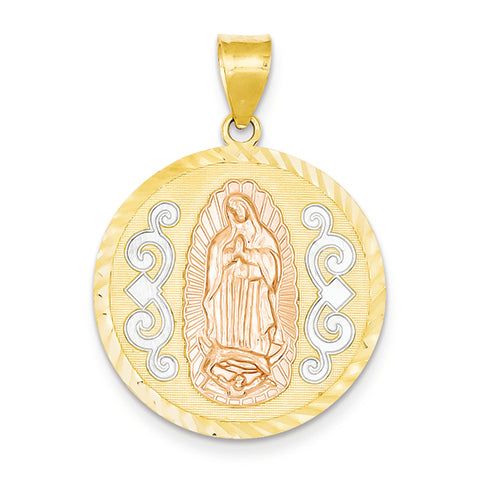 14K Gold Two-Tone Rose with Rhodium D/C Round Guadalupe Med
