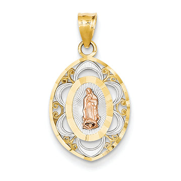 14K Gold Two-Tone Rose with Rhodium D/C Oval Guadalupe Meda