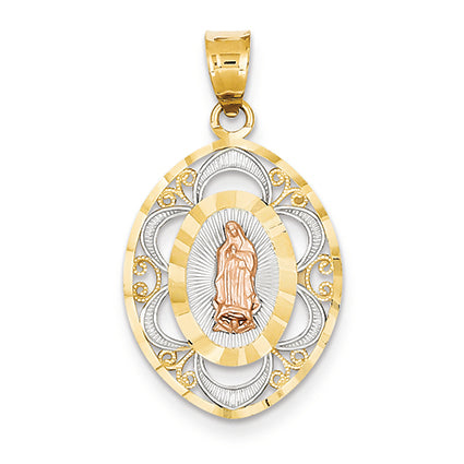 14K Gold Two-Tone Rose with Rhodium D/C Oval Guadalupe Meda