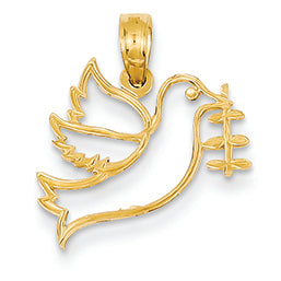 14K Gold Dove with Branch Pendant