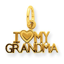 14K Gold I Love My Grandma Charm