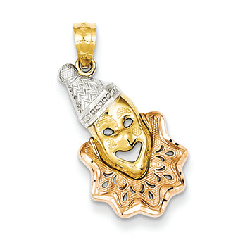 14K Gold Two-Tone w/Rhodium Clown Pendant