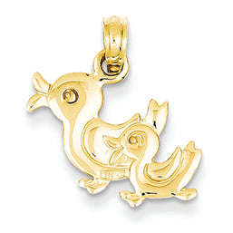 14K Gold Double Ducks Pendant